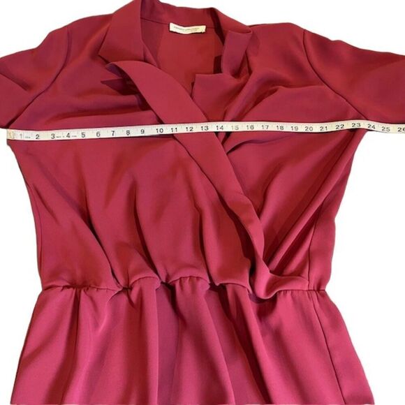 Amanda Uprichard Leonard Dress Blouson Collared Elastic Waist Wine Color Size 2X - Picture 8 of 11